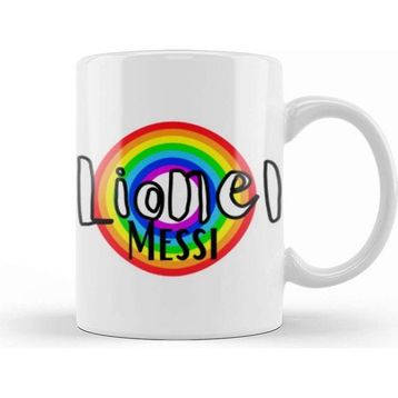 Baskı Dükkanı Lionel Messi Retro Rainbow Style Kupa
