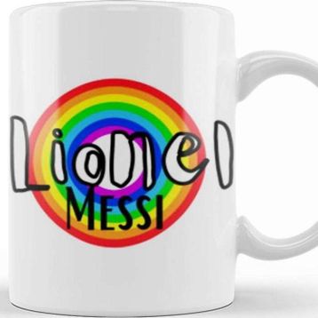 Baskı Dükkanı Lionel Messi Retro Rainbow Style Kupa