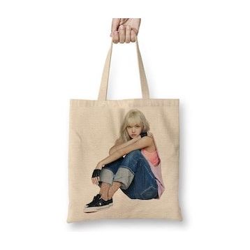 Baskı Dükkanı Lisa Blackpink 002 Bez Uzun Saplı Krem Rengi Çanta