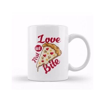 Baskı Dükkanı Love at First Bite Pizza Slice Pixel Art Kupa