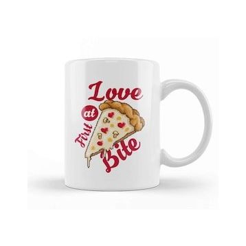 Baskı Dükkanı Love at First Bite Pizza Slice Pixel Art Kupa