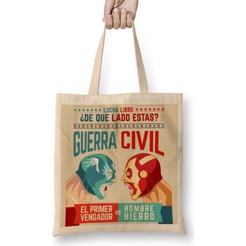 Baskı Dükkanı Lucha Libre Cap ve Iron Man Bez Çanta