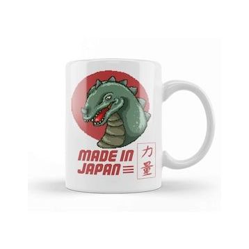 Baskı Dükkanı Made In Japan Godzilla Pixel Art Kupa