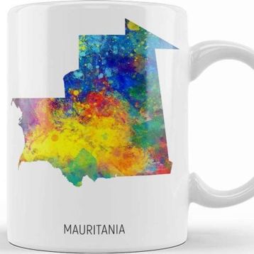 Baskı Dükkanı Mauritania Watercolor Map 01 Kupa