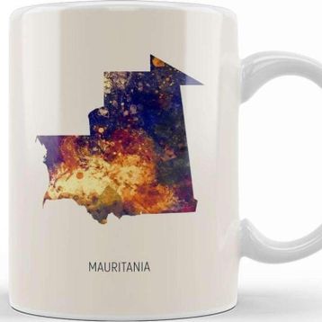 Baskı Dükkanı Mauritania Watercolor Map 02 Kupa