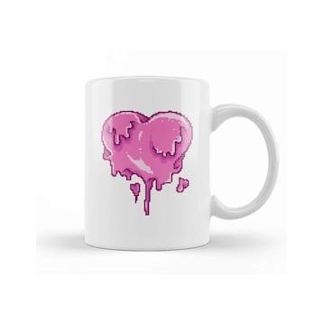 Baskı Dükkanı Melting Heart Pixel Art Kupa