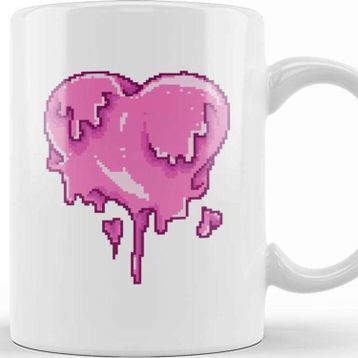 Baskı Dükkanı Melting Heart Pixel Art Kupa