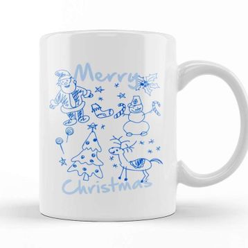 Baskı Dükkanı Merry Christmas Doodles Kupa