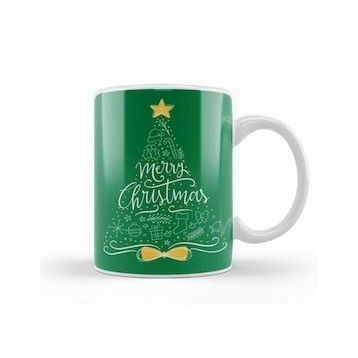 Baskı Dükkanı Merry Christmas Sketch Tree Kupa