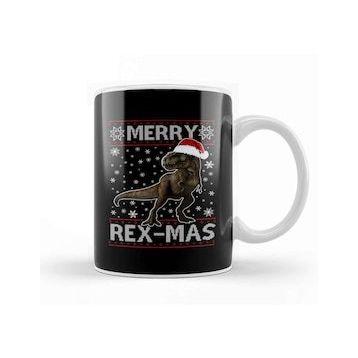 Baskı Dükkanı Merry Rex Mas Christmas Dinosaur Kupa