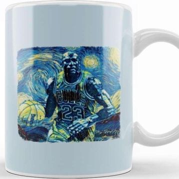Baskı Dükkanı Michael Jordan Van Gogh Style Kupa