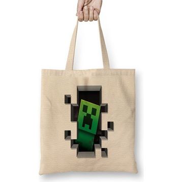 Baskı Dükkanı Minecraft Creeper Bez Çanta