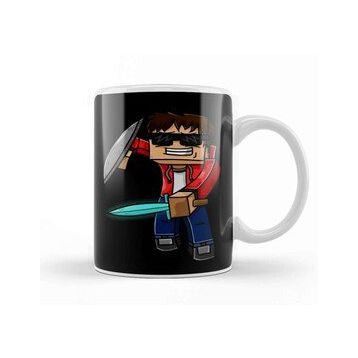 Baskı Dükkanı Minecraft Mine Craft Character Sword Kupa