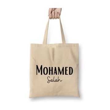 Baskı Dükkanı Mohamed Salah 01 Bez Uzun Saplı Krem Rengi Çanta