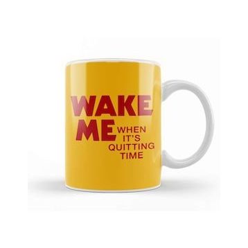 Baskı Dükkanı Moon Wake Me Up When Its Quitting Time Kupa