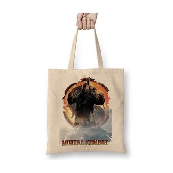 Baskı Dükkanı Mortal Kombat Apocalypse Game Bez Uzun Saplı Krem Rengi Çanta