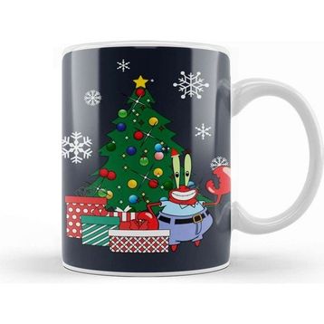 Baskı Dükkanı Mr Krabs Around The Christmas Tree Spongebob Kupa