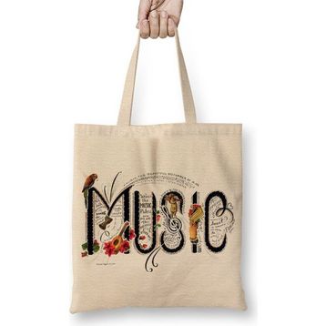 Baskı Dükkanı Müzik Nota Bez Kadın Günlük Çanta