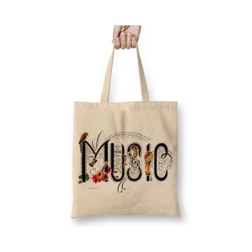 Baskı Dükkanı Müzik Nota Bez Kadın Günlük Çanta