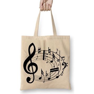 Baskı Dükkanı Müzik Nota Bez Kadın Günlük Çanta