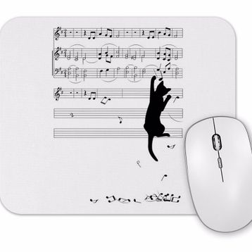 Baskı Dükkanı Muzik Notalı Kedi Mouse Pad