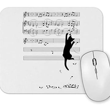Baskı Dükkanı Muzik Notalı Kedi Mouse Pad