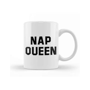 Baskı Dükkanı Nap Queen Black Text Kupa