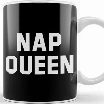 Baskı Dükkanı Nap Queen White Text Kupa
