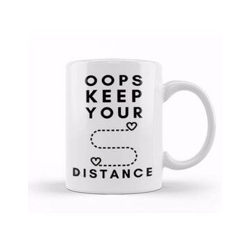 Baskı Dükkanı Oops Keep Your Distance Kupa