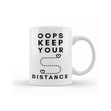 Baskı Dükkanı Oops Keep Your Distance Kupa