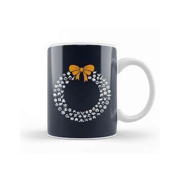 Baskı Dükkanı Overwatch Symbols Christmas Wreath Pattern Kupa
