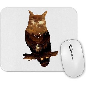 Baskı Dükkanı Owl Sunset Baykuş Mouse Pad
