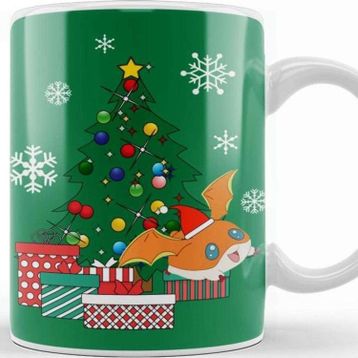 Baskı Dükkanı Patamon Around The Christmas Tree Digimon Kupa
