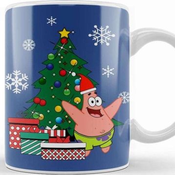 Baskı Dükkanı Patrick Star Around The Christmas Tree Spongebob Kupa