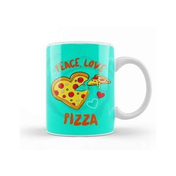 Baskı Dükkanı Peace Love Pizza Kupa