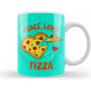 Baskı Dükkanı Peace Love Pizza Kupa