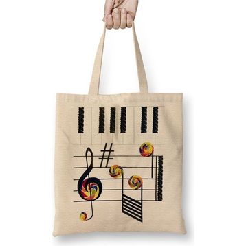 Baskı Dükkanı Piano Piyano Müzik Notaları Bez Çanta
