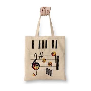 Baskı Dükkanı Piano Piyano Müzik Notaları Bez Çanta