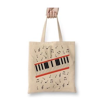 Baskı Dükkanı Piano Piyano Müzik Notaları Bez Çanta