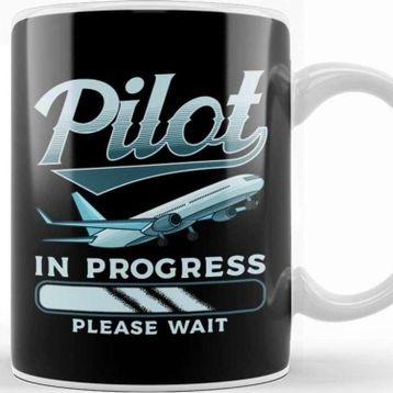 Baskı Dükkanı Pilot in Progress Please Wait Airplane Pilot Kupa