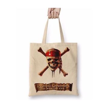 Baskı Dükkanı Pirates Of The Caribbean Bez Uzun Saplı Krem Rengi Çanta