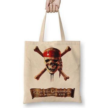 Baskı Dükkanı Pirates Of The Caribbean Bez Uzun Saplı Krem Rengi Çanta