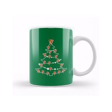 Baskı Dükkanı Pizza Slice Christmas Tree Baubles Kupa