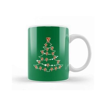 Baskı Dükkanı Pizza Slice Christmas Tree Baubles Kupa