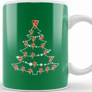Baskı Dükkanı Pizza Slice Christmas Tree Baubles Kupa