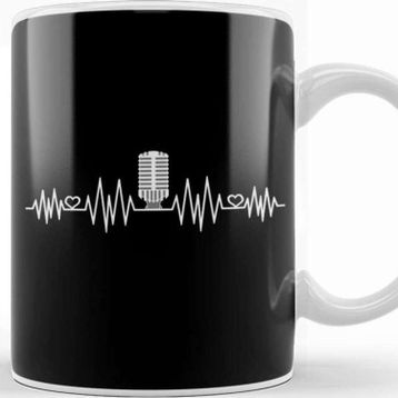 Baskı Dükkanı Podcast Heartbeat Podcaster Host Heart Beat Porselen Beyaz Kupa Bardak