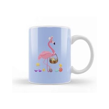 Baskı Dükkanı Pretty Easter Flamingo With Easter Basket Kupa