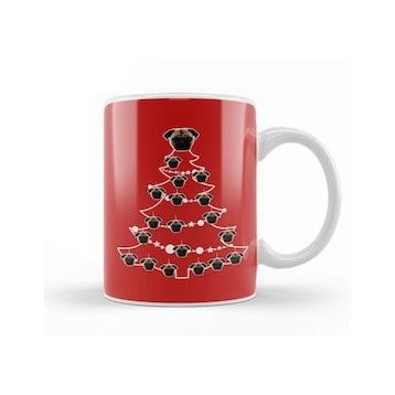 Baskı Dükkanı Pug Dog Christmas Tree Baubles Kupa