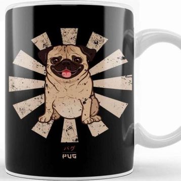 Baskı Dükkanı Pug Retro Japanese Kupa