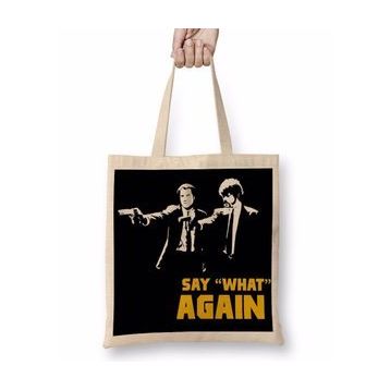 Baskı Dükkanı Pulp Fiction Black Bez Uzun Saplı Krem Rengi Çanta